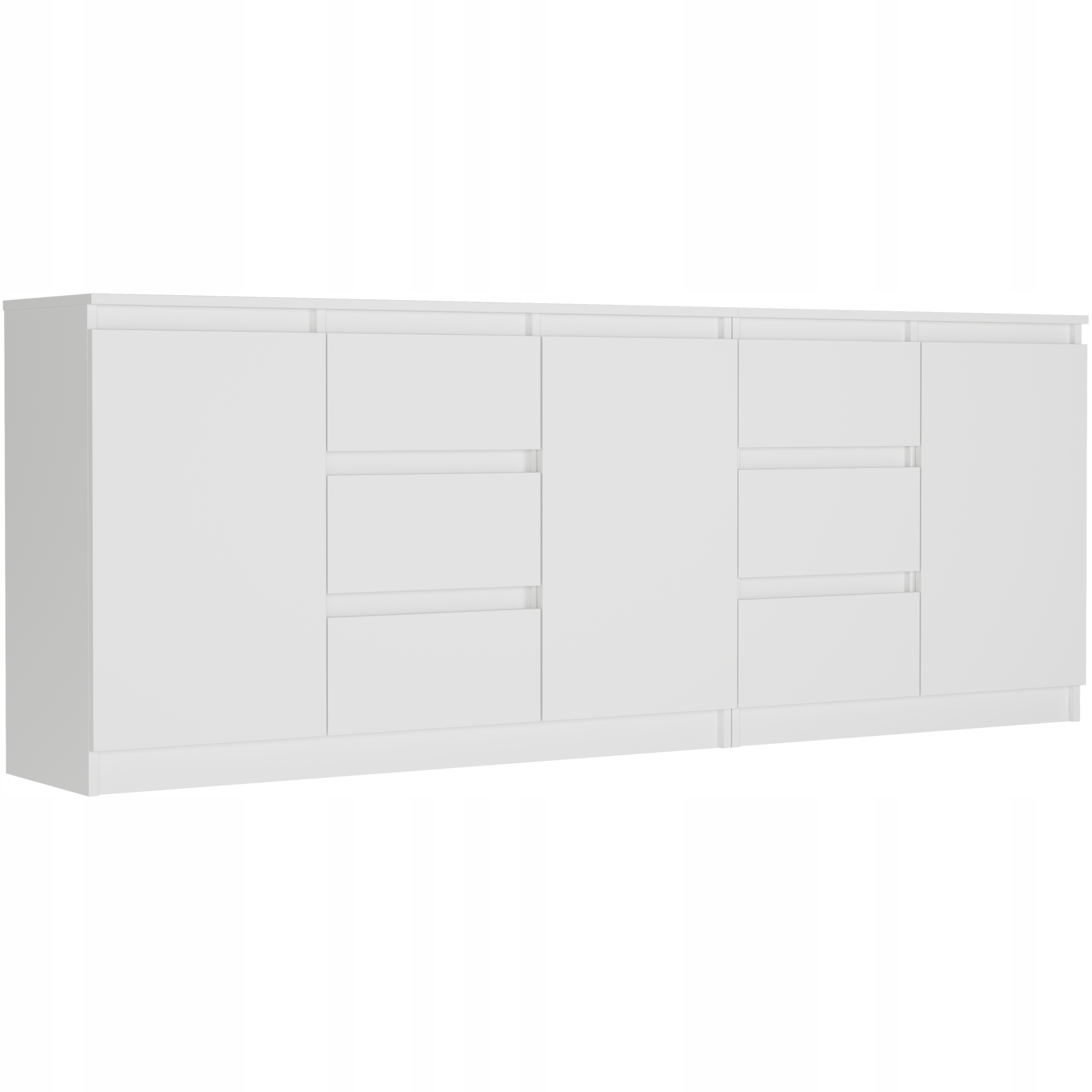Komoda skříň do obývacího pokoje ložnice velká sada 6 zásuvek R-200-S6 bílá 200 cm