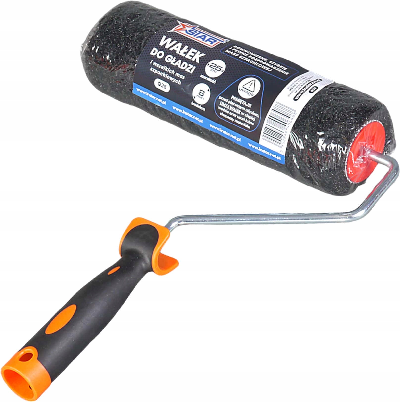 WAŁEK DO NAKŁADANIA GŁADZI 25 CM Z UCHWYTEM SOLIDNY PREMIUM