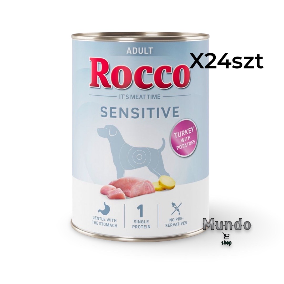 Vlhké Krmivo Rocco Sensitive Příchuť Krůta s bramborami 400 g 24 ks