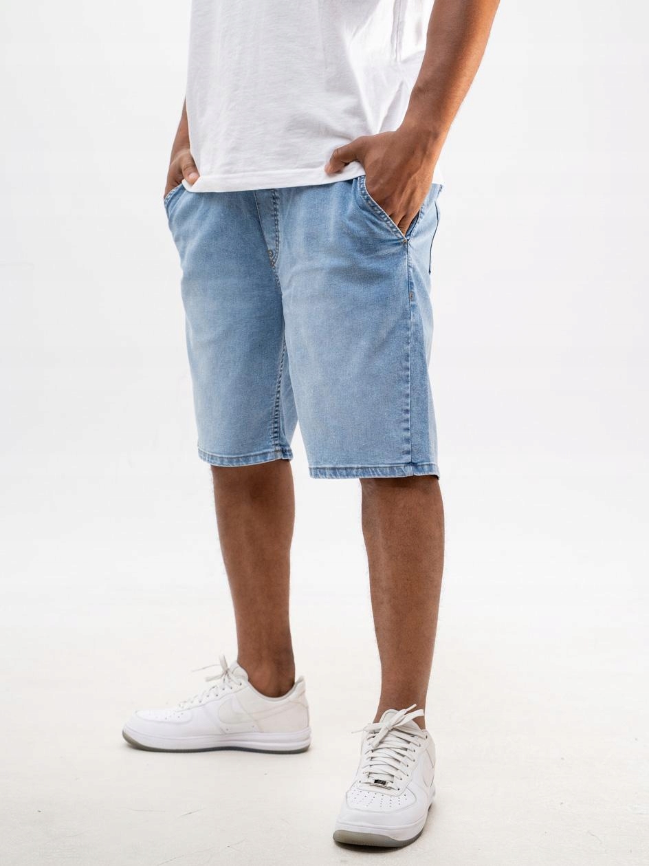 Krátké Džínové Šortky Pánské Baggy Modré Zlaté Jigga L