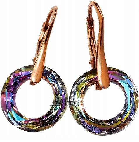 Náušnice Krystaly Vitrail Růžové Stříbro Arande