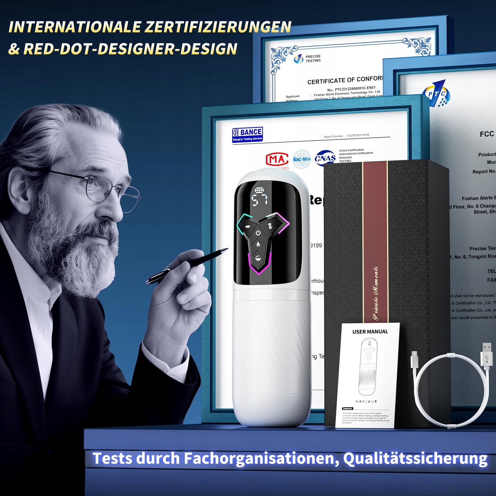 APP MASTURBATOR Dla Mężczyzn Z 10 Wibracjami 7 Teleskopami 5 Trybami Ssania — miniatura 8