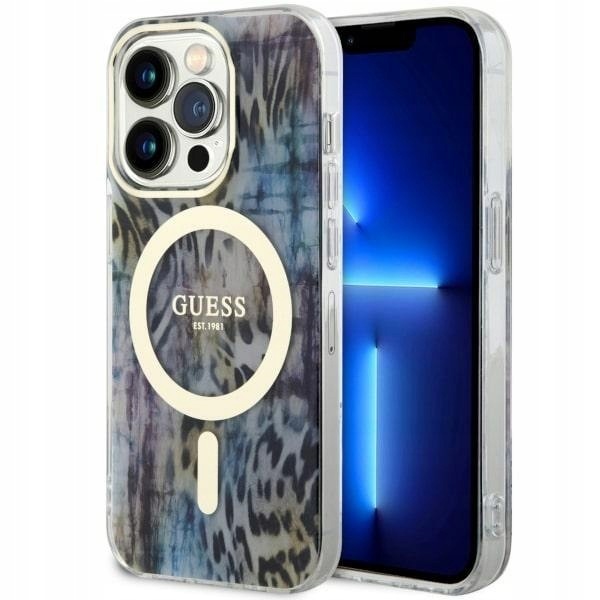 Guess GUHMP14LHLEOPWB iPhone 14 Pro 6.1"niebieski/blue hardcase Leopar