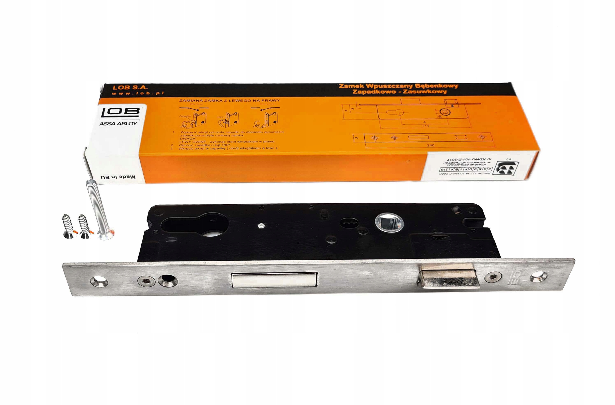 

Zamek Wpuszczany Wąski Lob 92/25 Wkład Z9225B Inox