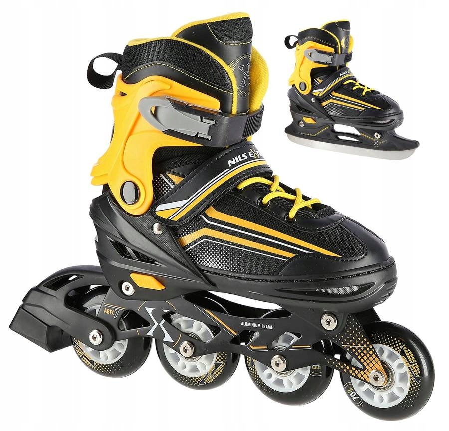 Kolečkové Brusle 2 v 1, Nastavitelné Hokejové Brusle Brusle 2v1 děti 34-38 Nils