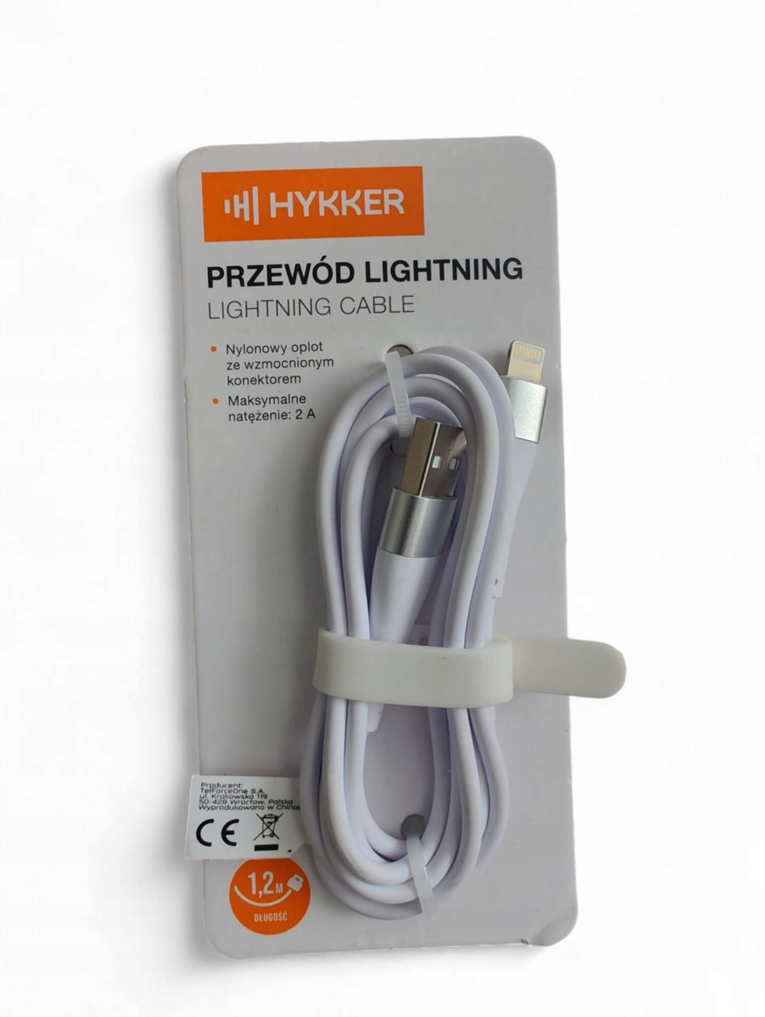Hykker Usb Apple Lightning 1,2 m biały