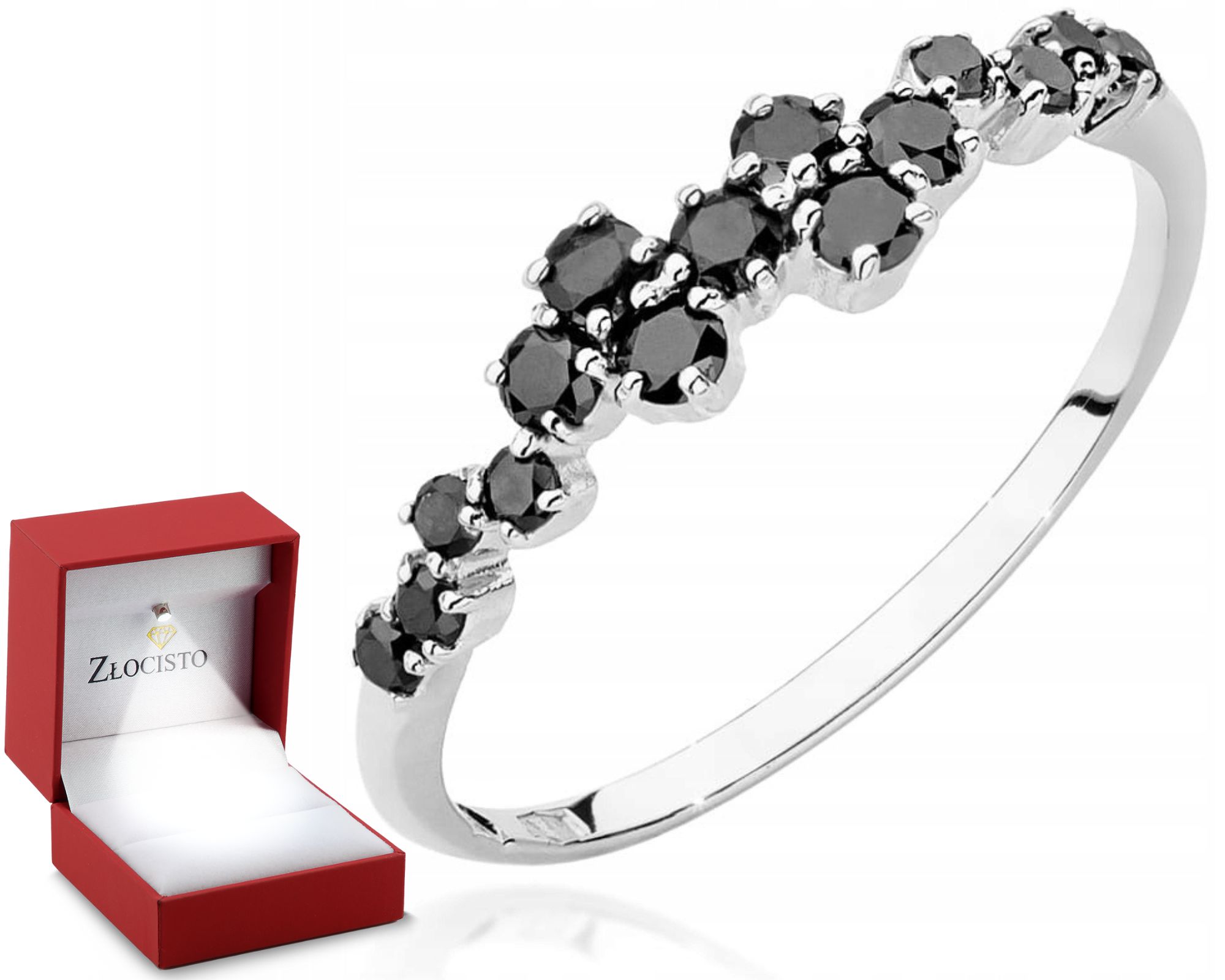 Prstýnek z bílého zlata s černými Brilianty