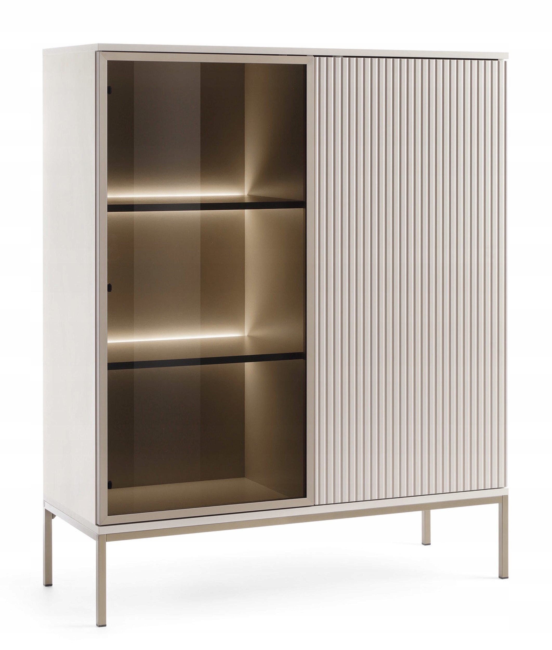 Vitrína Tosena dvoudveřová s Led osvětlením 104 cm Kašmír