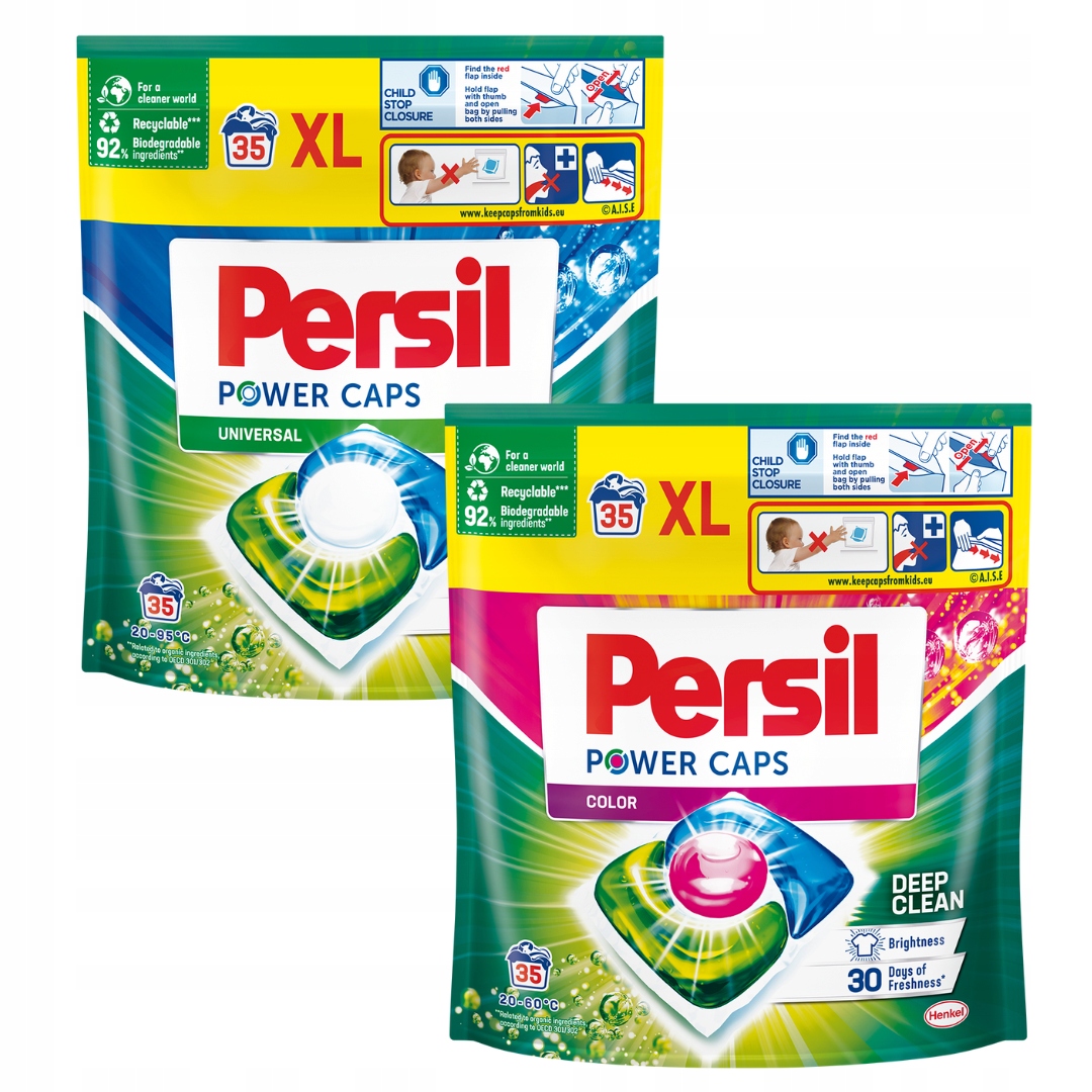 Kapsułki oryginalne do prania Persil Power Caps Universal i Color 2x 35 szt