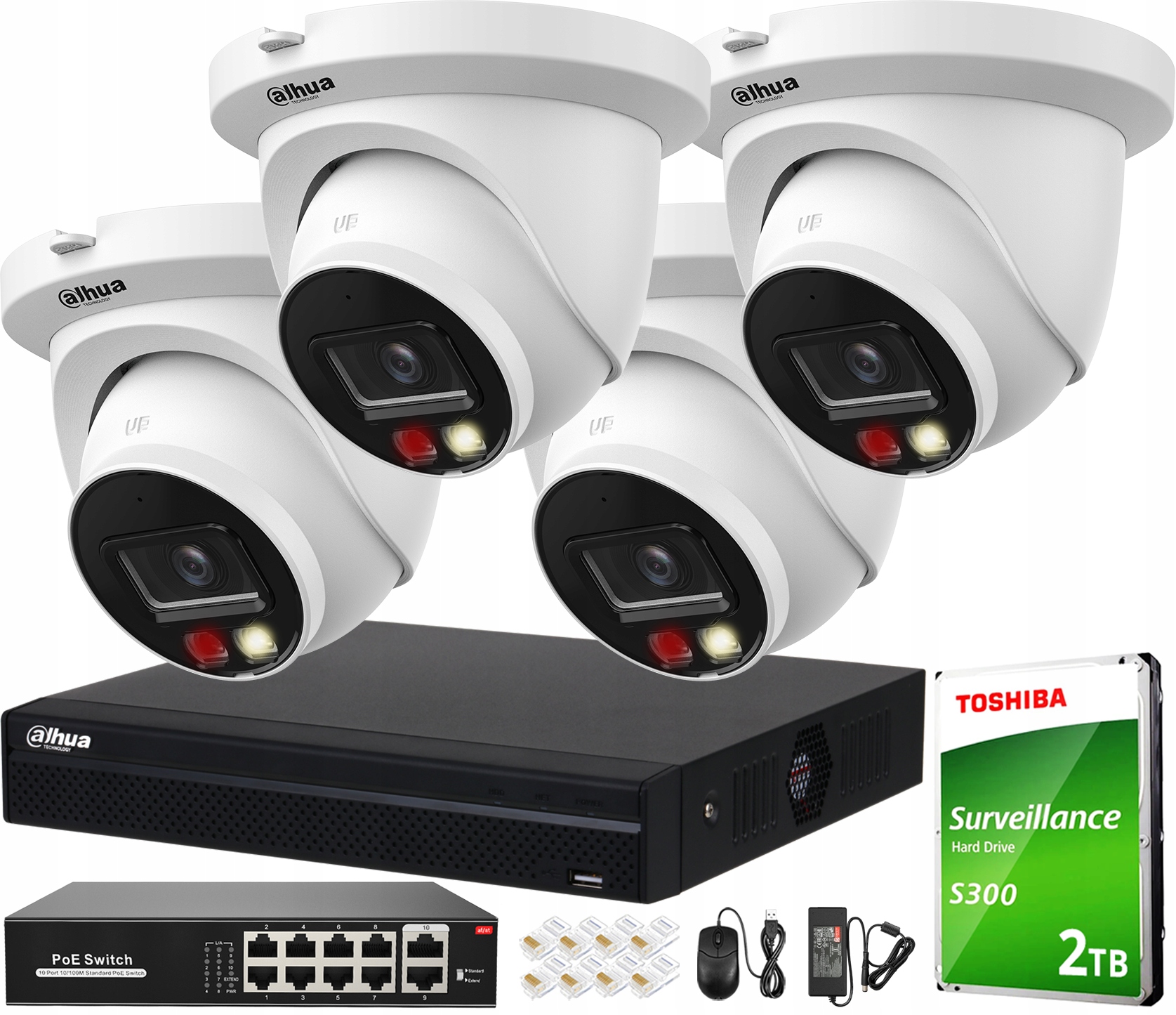 Sada Pro Monitorování 2K+ 4MPx Analytika Dahua 4 Kamery iPC-HDW2449TM-S-IL