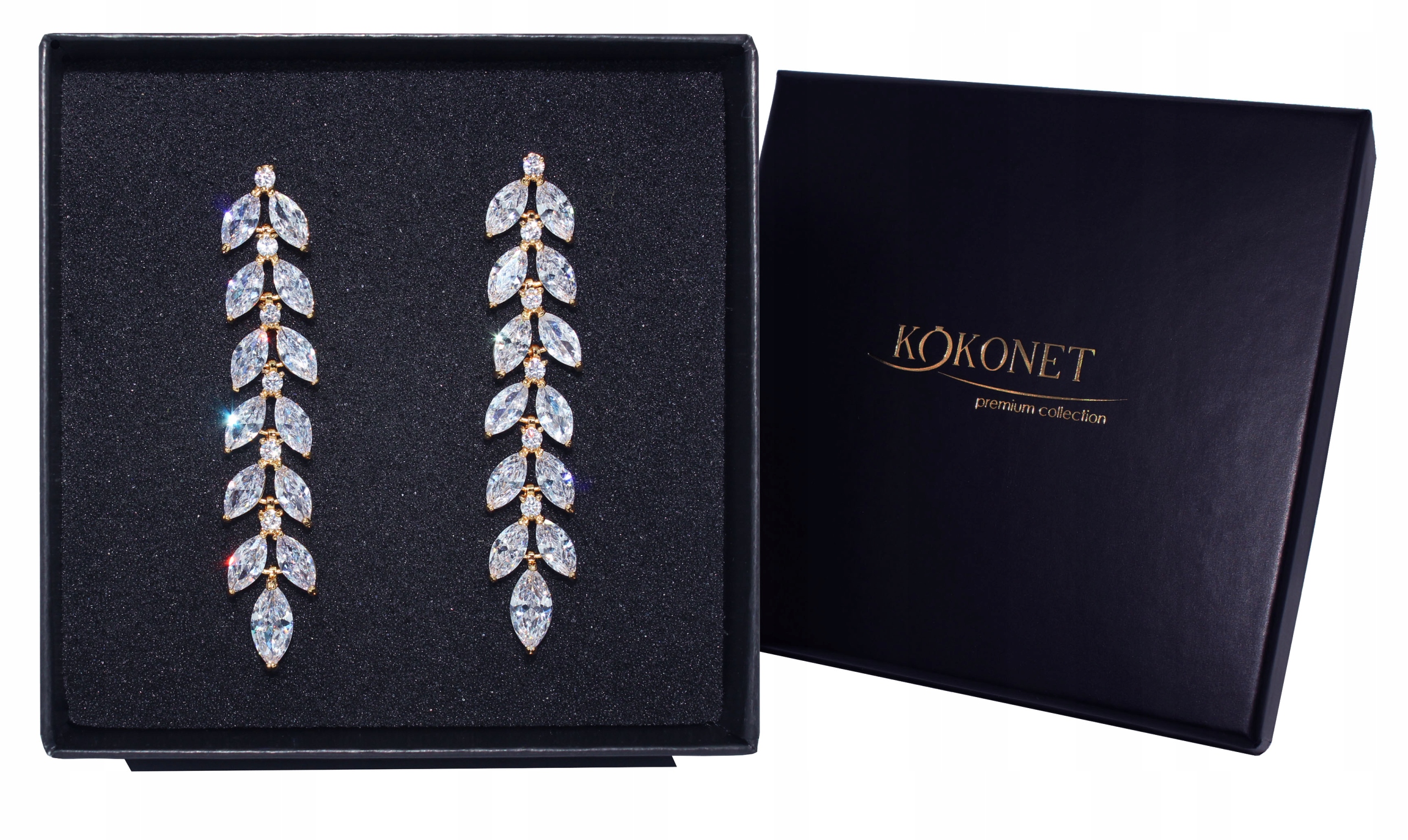 Náušnice pozlacené lístky lesklé svatební svatební hostina