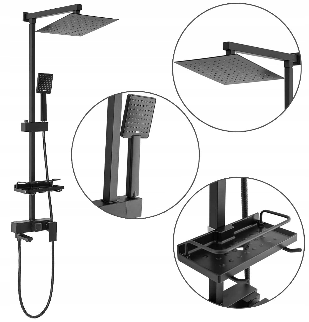 Nástenný sprchovací set s pohyblivou sprchou, čierny Rea Jack