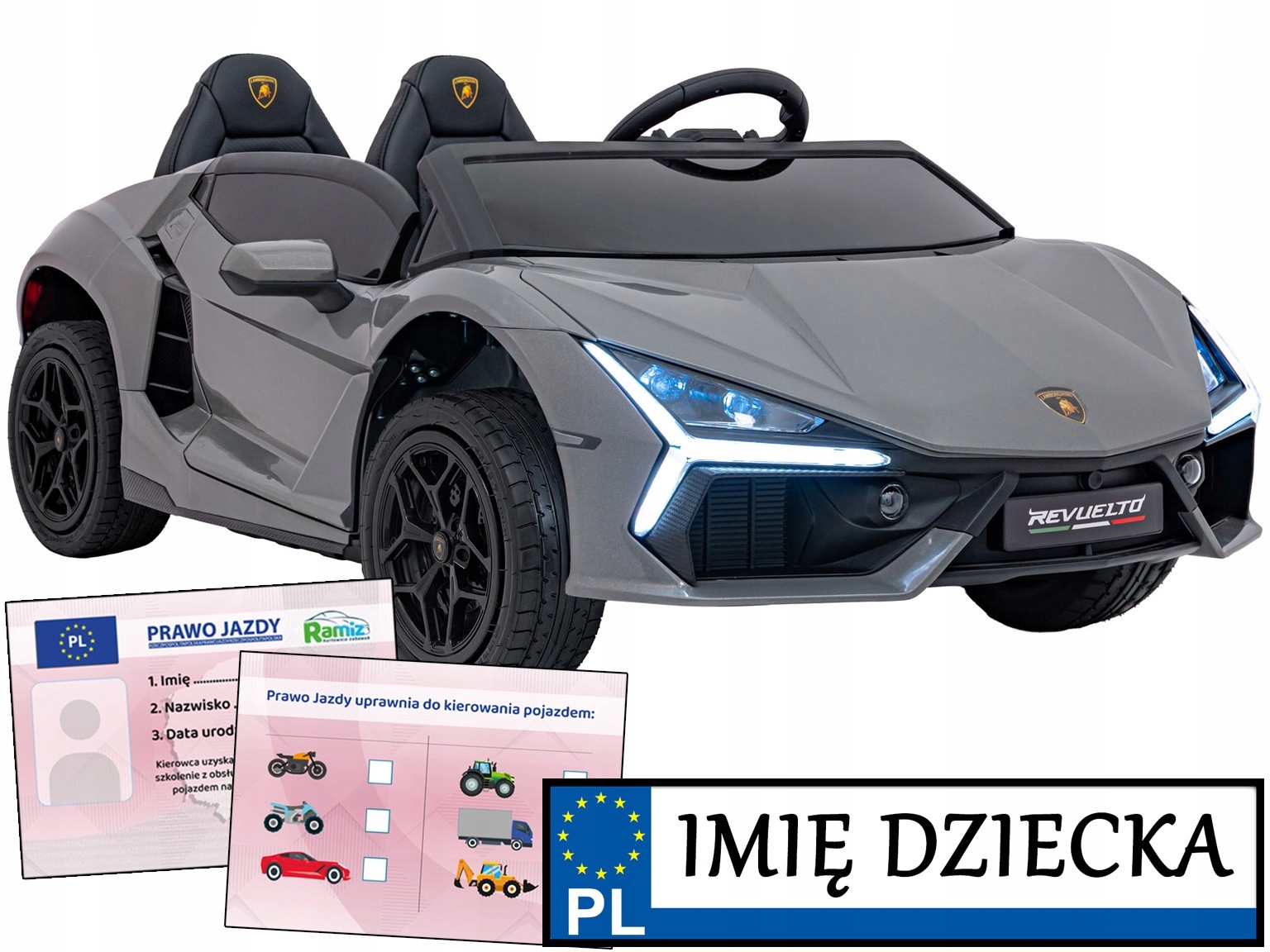 Lamborghini Revuelto XL Strong sportowe Autko Dla Dzieci na akumulator