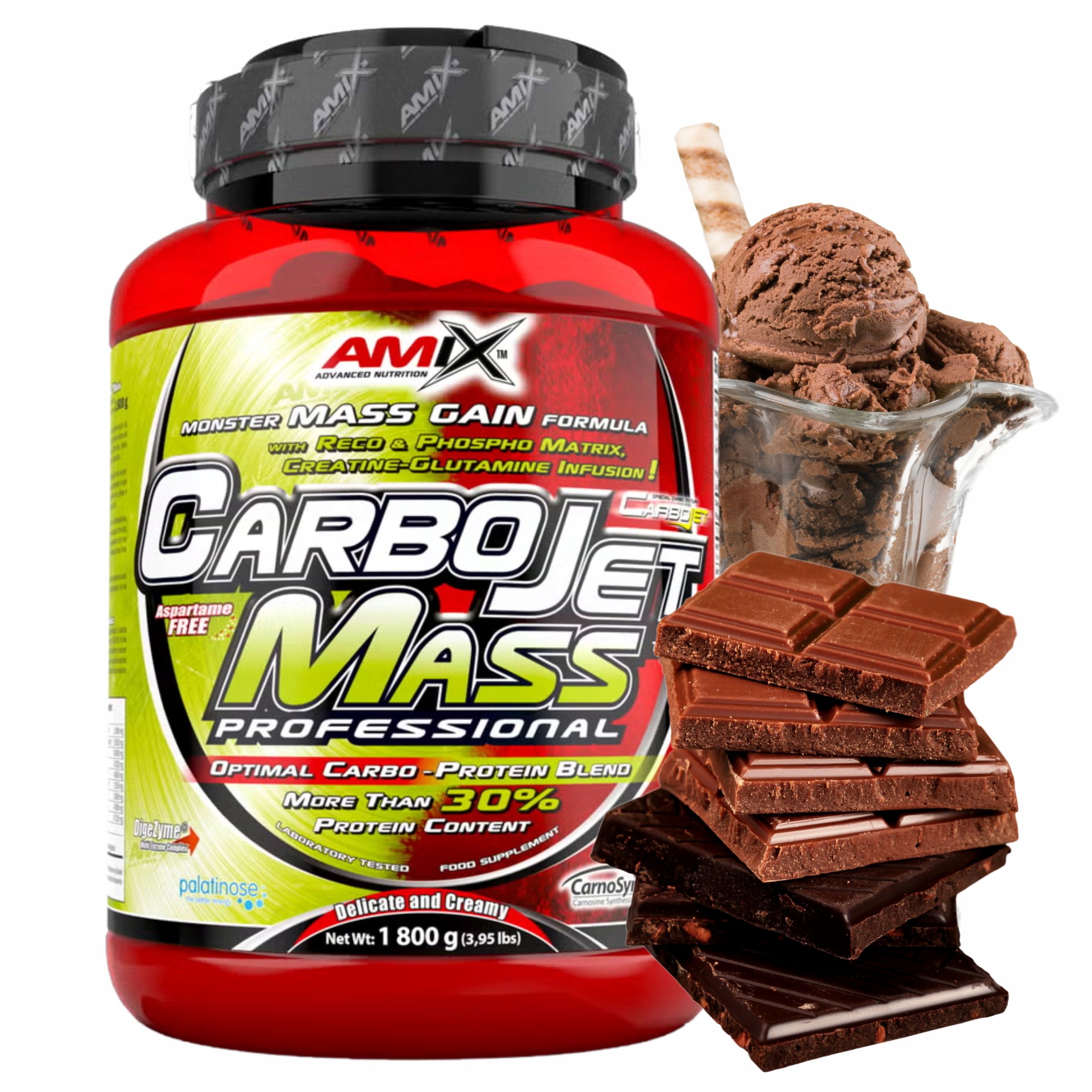 Carbojet Mass Gainer na hmotnost Bílkoviny Bcaa Komplexní sacharidy Vitargo 1,8 kg