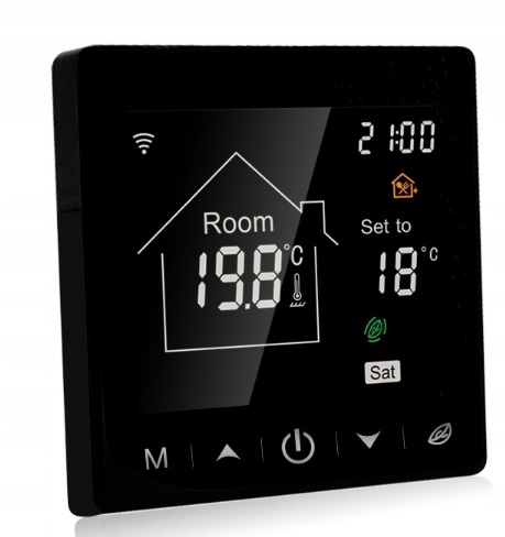 

Czarny Termostat Pokojowy Panel LCD 16A Wifi Tuya