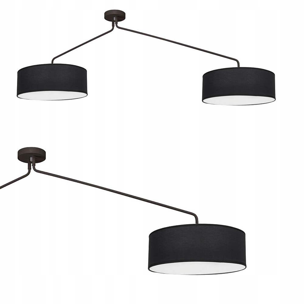 Lampa sufitowa Falcon dwa klosze z tkaniny czarne ramiona 6xE27 Nowodvorski