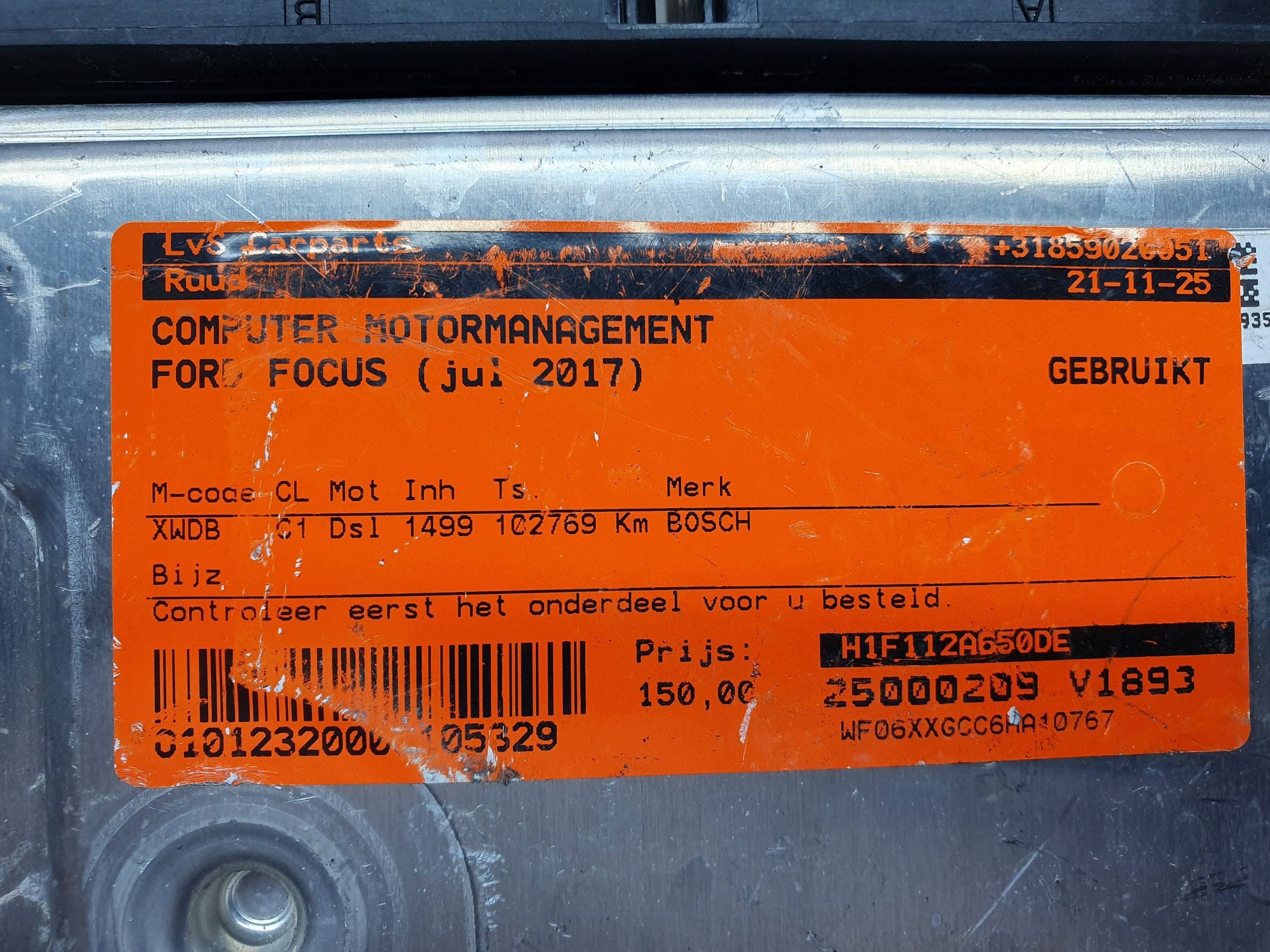 computer control unit of the engine H1F1-12A650-DE 0281034774 FORD FOCUS MK3 1.5TDCI