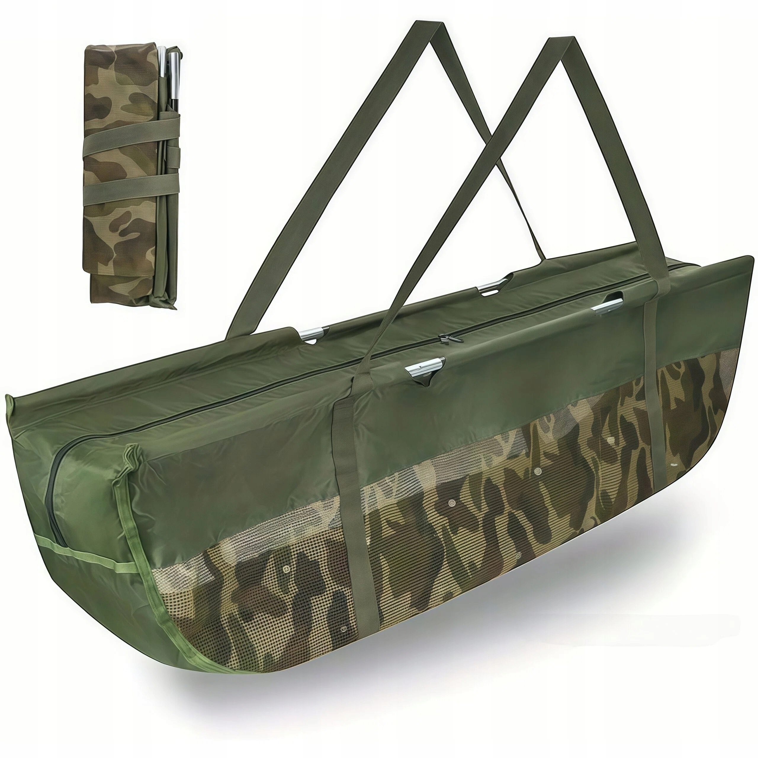 Mocna Torba Wędkarska Siatkowa 117X42CM Składana Lekka Do Transportu Ryb