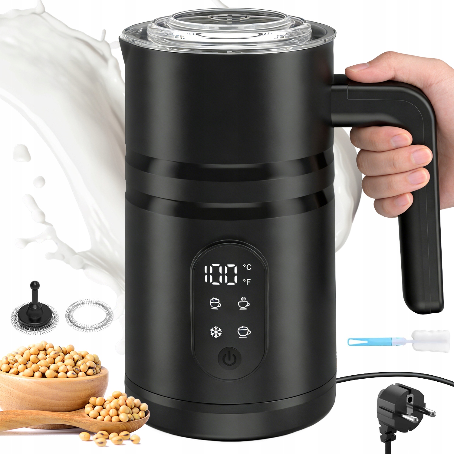 Elektrický Napěňovač Mléka Na Kávu 4V1 400W LCD 350 ML Černý