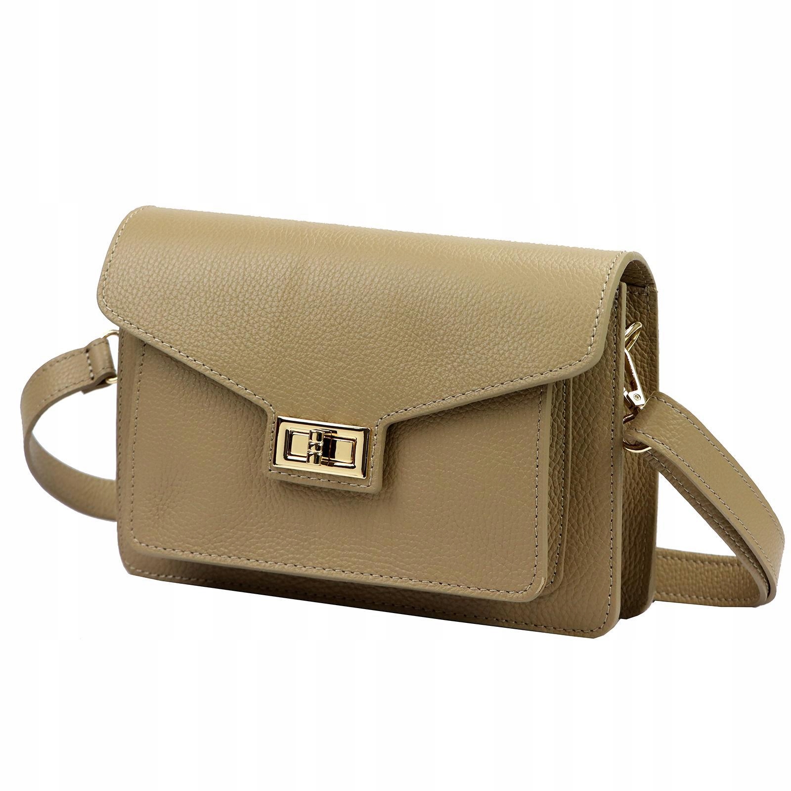 Torebka skórzana damska włoska mała listonoszka Luka Dollaro taupe