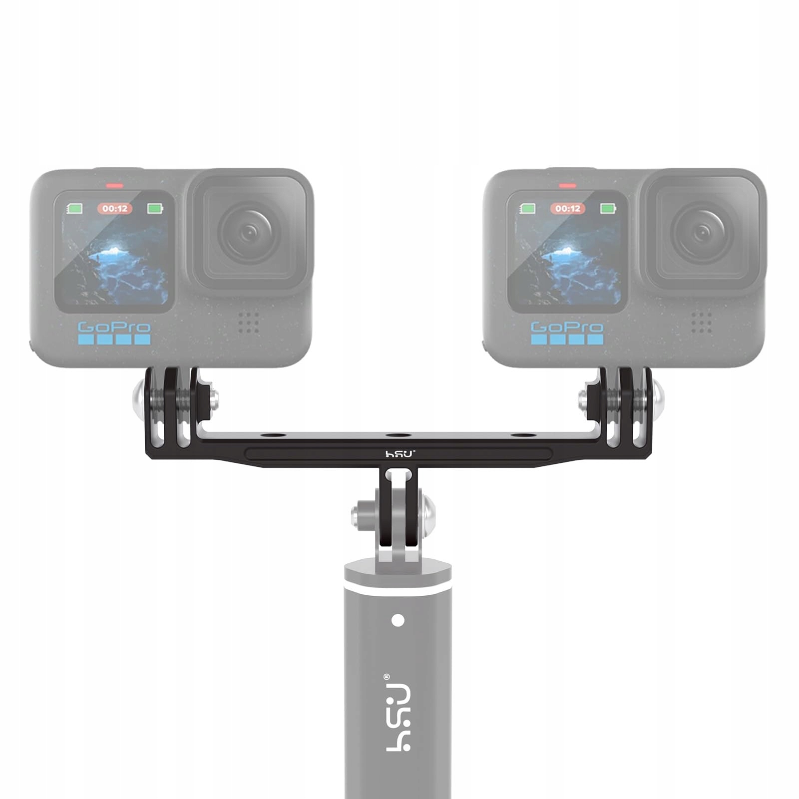 HSU Aluminiowy Podwójny Uchwyt Do GoPro Z Media Mod Lub Obudową Wodoodporną — miniatura 3