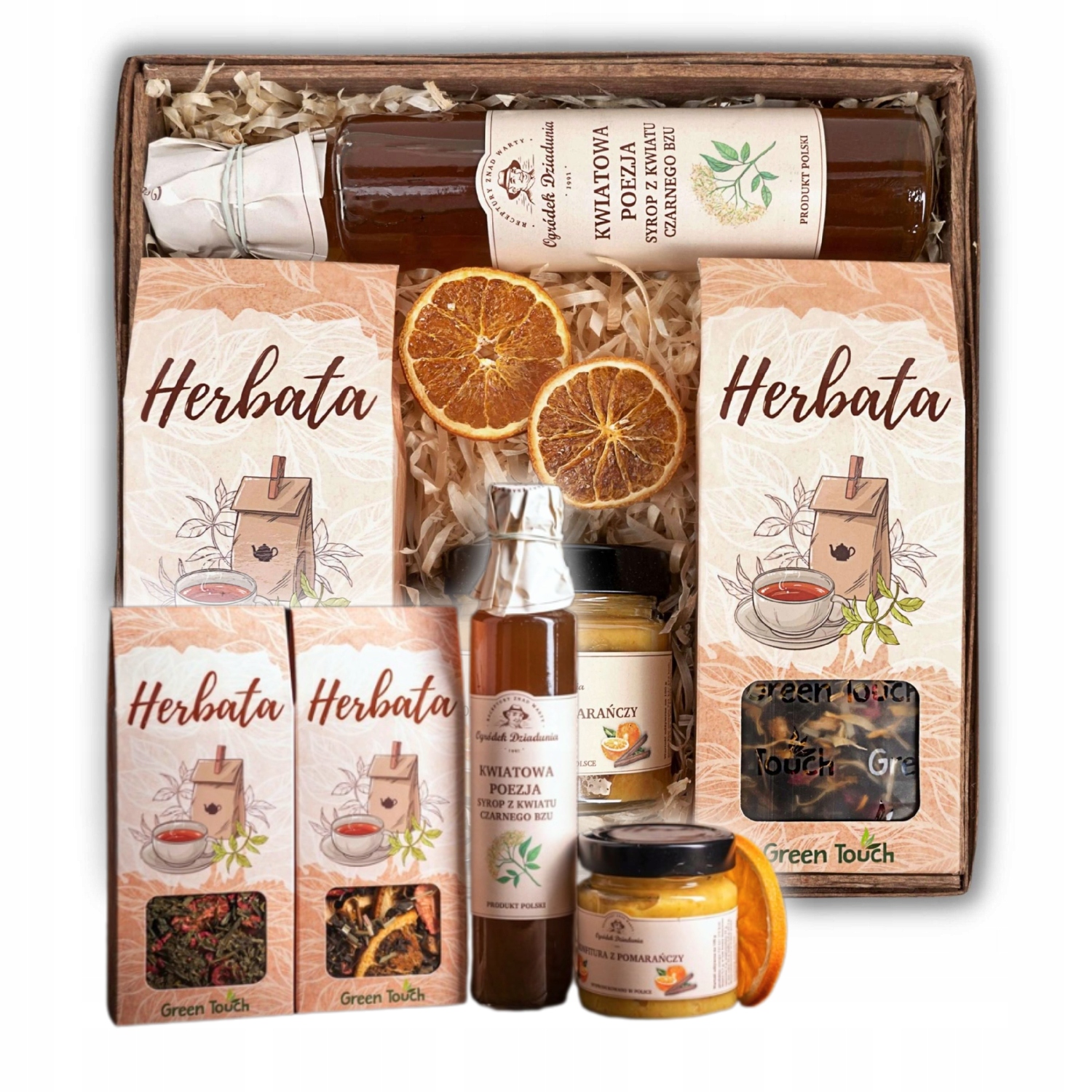 Kosz Prezentowy Zestaw Herbat Syrop Z Konfiturą Na Urodziny