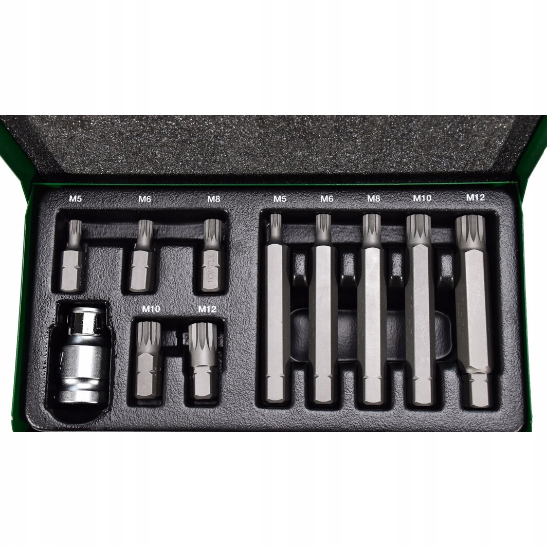 ZESTAW BITÓW SPLINE 11el M5-M12 KOŃCÓWEK WKRĘTAKOWYCH 10mm TOPTUL GAAD1102 Marka Toptul