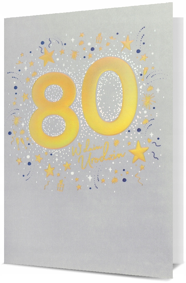 KARTKA NA URODZINY 80 OSIEMDZIESIĄTKA OZDOBNA Z DODATKAMI HM 2956
