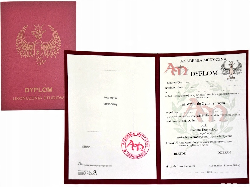 

Śmieszny Dokument Dyplom Medycyny Studia