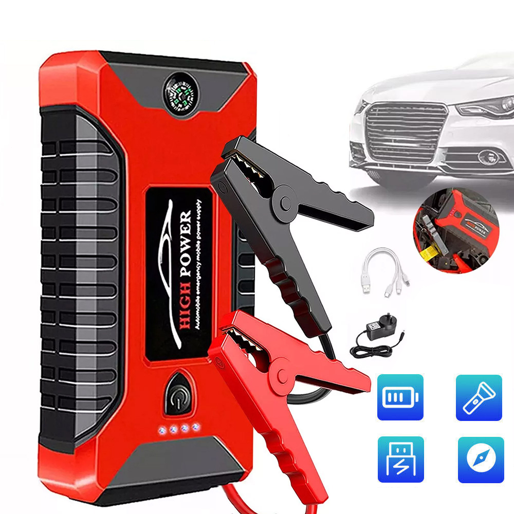 Jump Starter Startování Motoru Powerbank Kompas Kabely 4 X Usb 99800 mAh