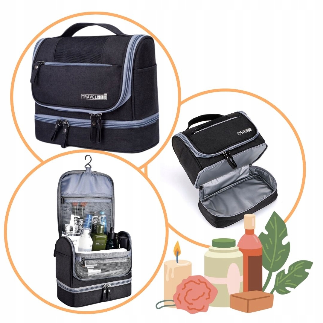 KOSMETYCZKA MĘSKA DAMSKA PODRÓŻNA WISZĄCA NA KOSMETYKI PĘDZLE LEKI Marka Trip Story