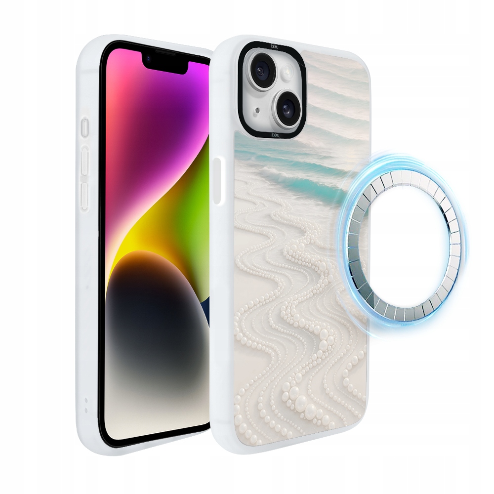 Pouzdro iPhone 14 Plus Ibizu DropGuard Matt s MagSafe, korálová pláž, bílá
