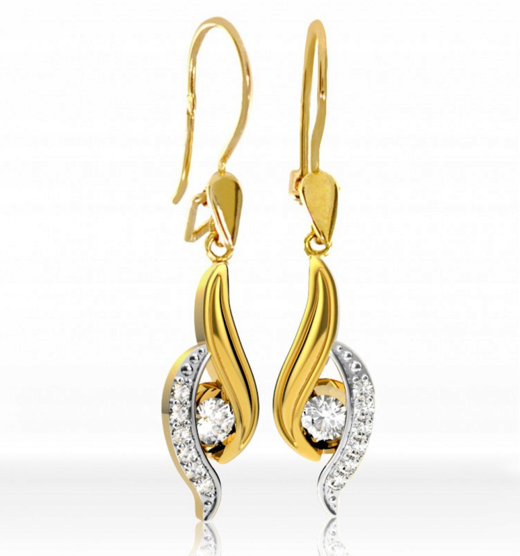 Zlaté Náušnice Se Zirkony, Zlato 585