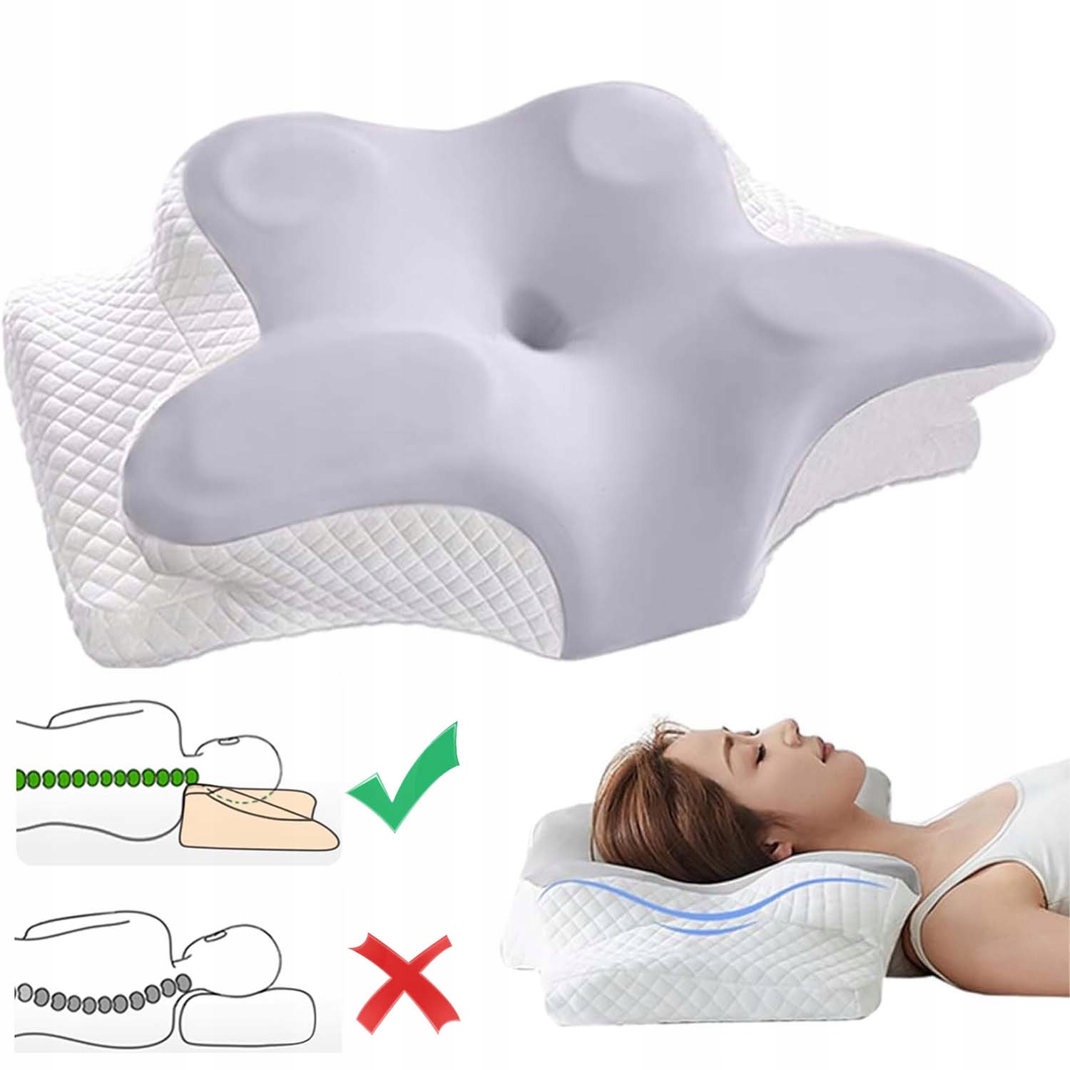 Poduszka Ortopedyczna Profilowana Z Pianki Memory Rehabilitacyjna Do Spania