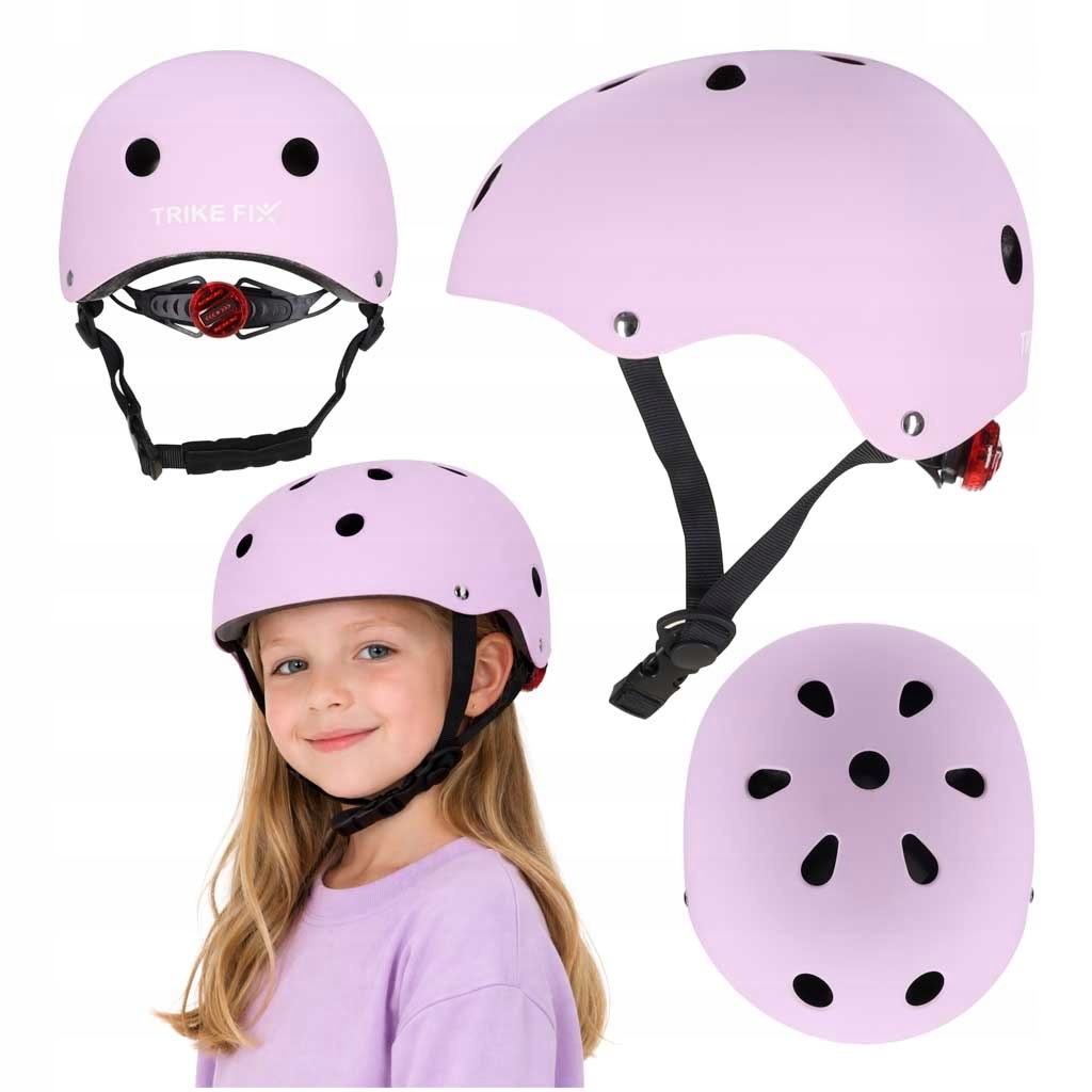 Kask rowerowy dla dziecka Trike Fix dziecięcy regulowany Led M 55-58cm fiol