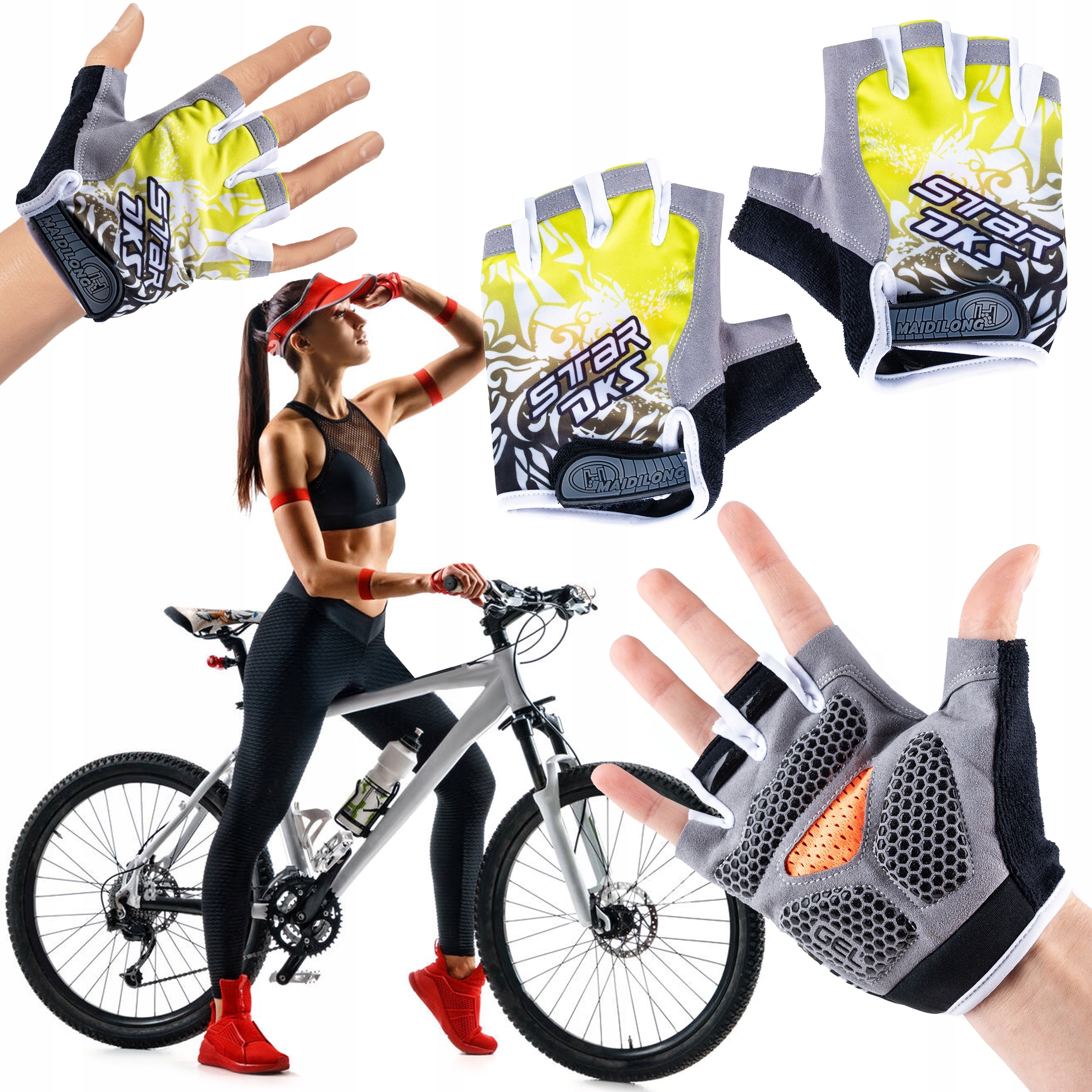 

Rękawiczki Rowerowe Rękawice Sportowe Krótkie Żel