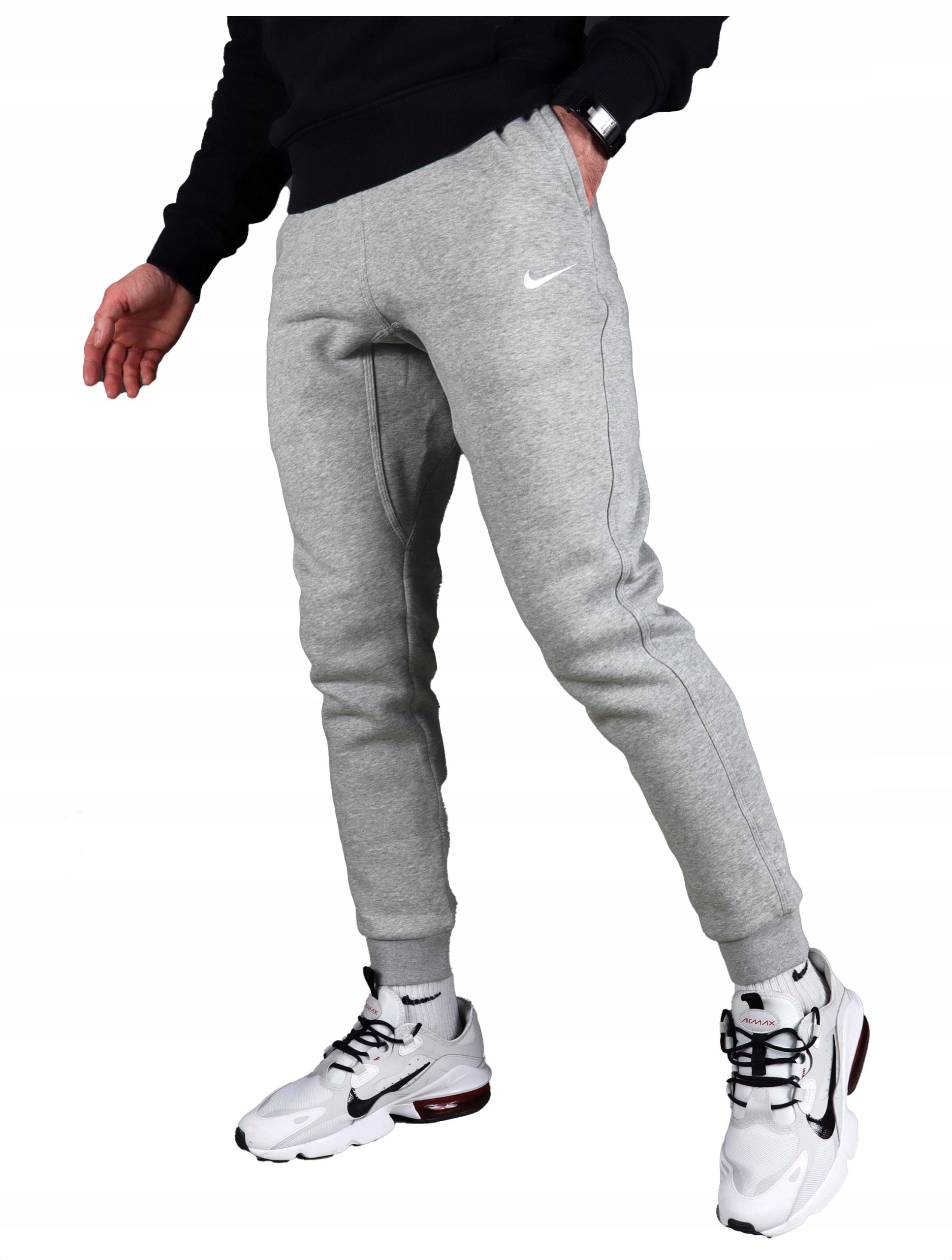 Nike Teplé kalhoty Bavlna teplákové Fleece jogger pánské tepláky Šedé