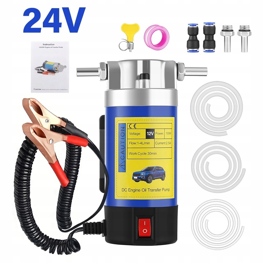 Szybka pompa elektryczna 24V 100W do odsysania oleju silnikowego i Atf