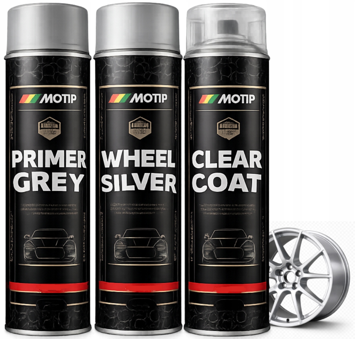 Zestaw Do Odnowy Regenaracji Malowania Felg 3x Spray 600ML Srebrny