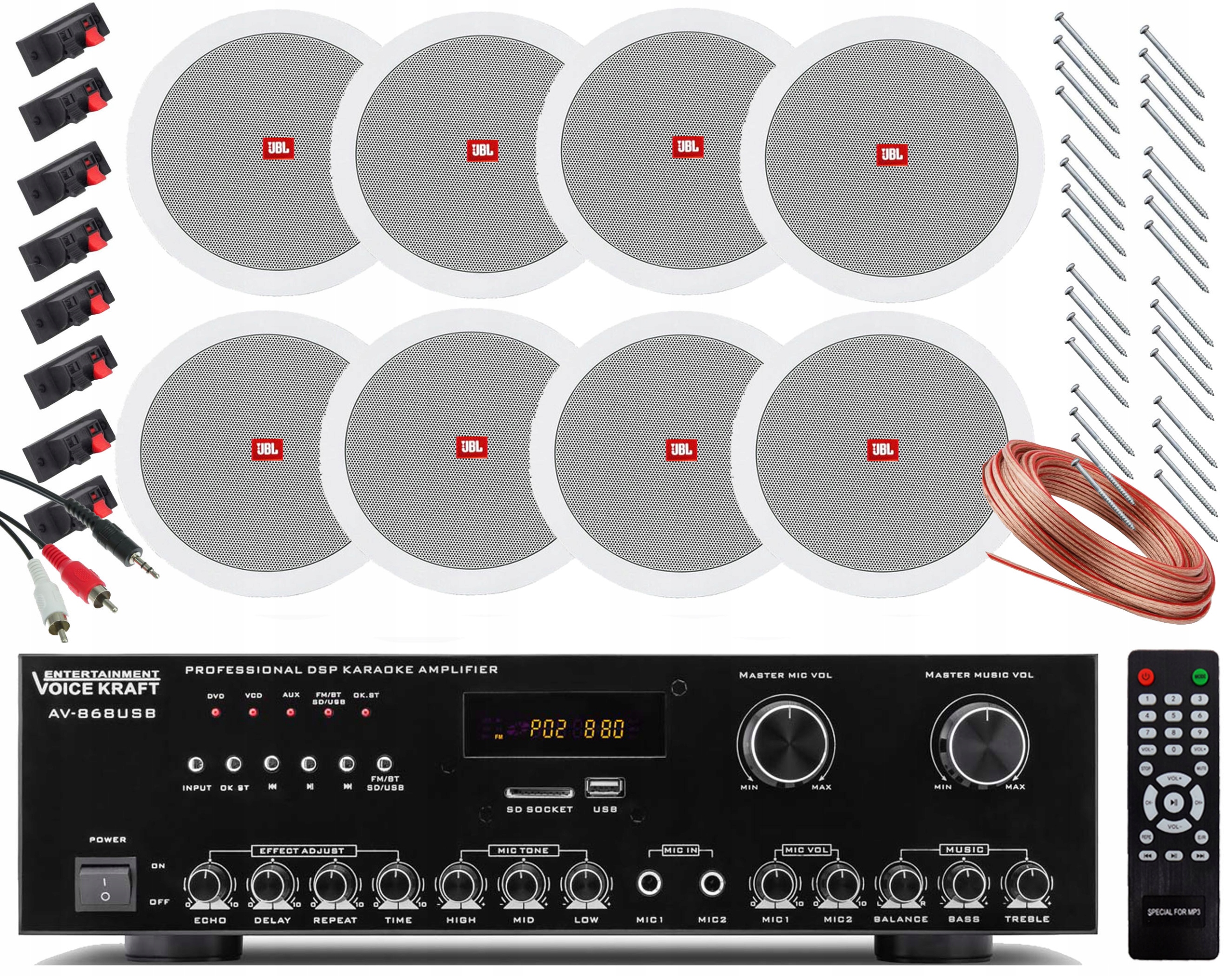 GŁOŚNIKI SUFITOWE JBL MOCNY AMPLITUNER BT RADIO