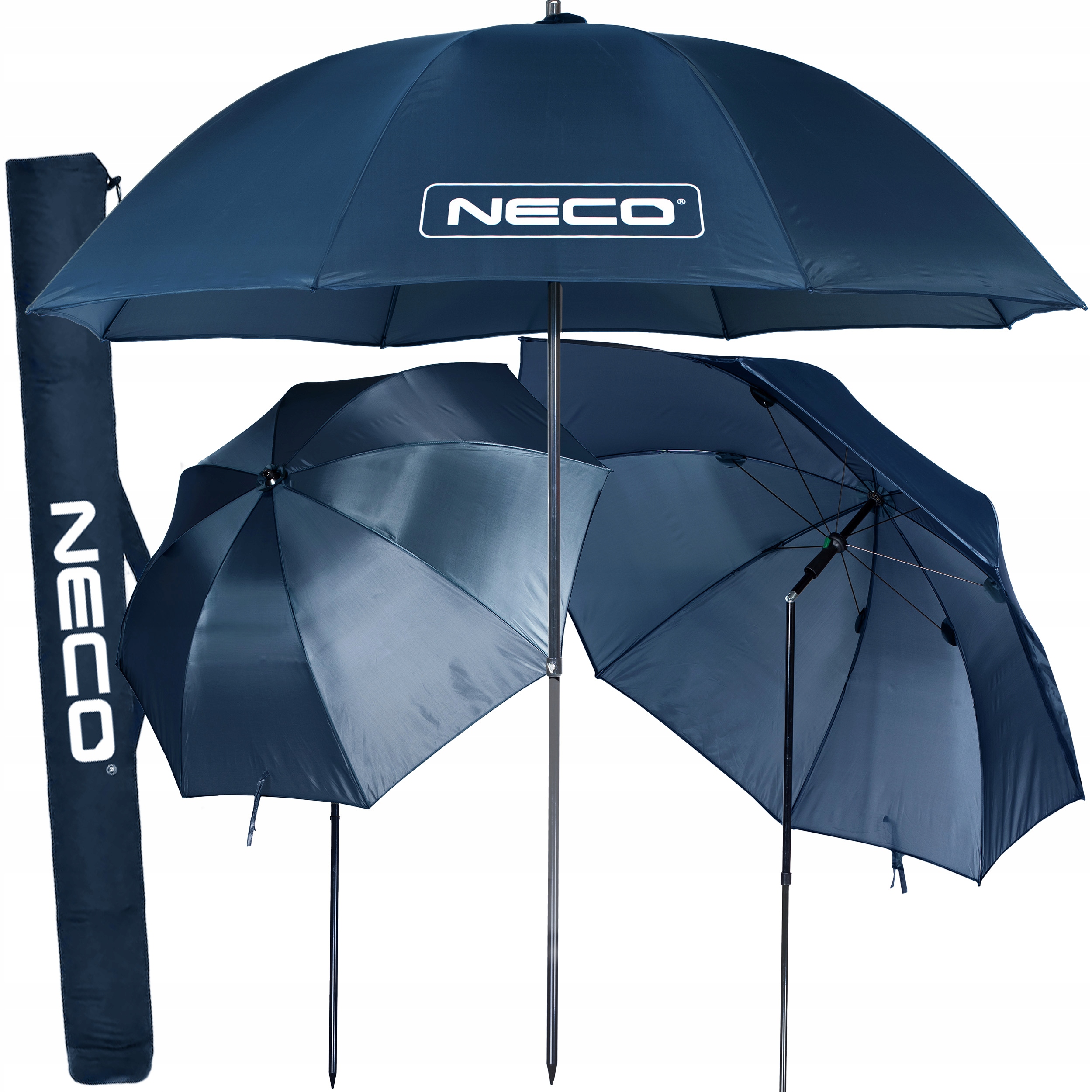 Duży Parasol Wędkarski Wodoszczelny Regulowany Kąt Navy Niebieski 220cm