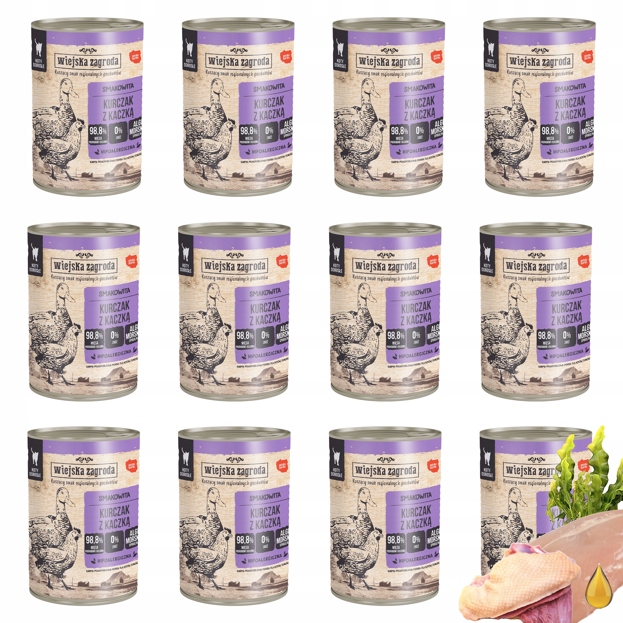 Levně Wiejska Zagroda Krmivo pro kočky Kuřecí kachna 12x400 g