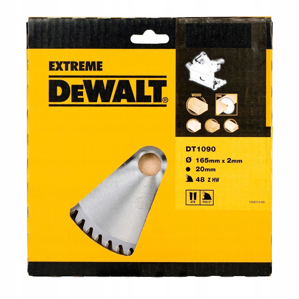 kotoučová pila na řezání dřeva 165x20x2,0 mm, 48 zubů, DeWalt [DT1090-QZ]