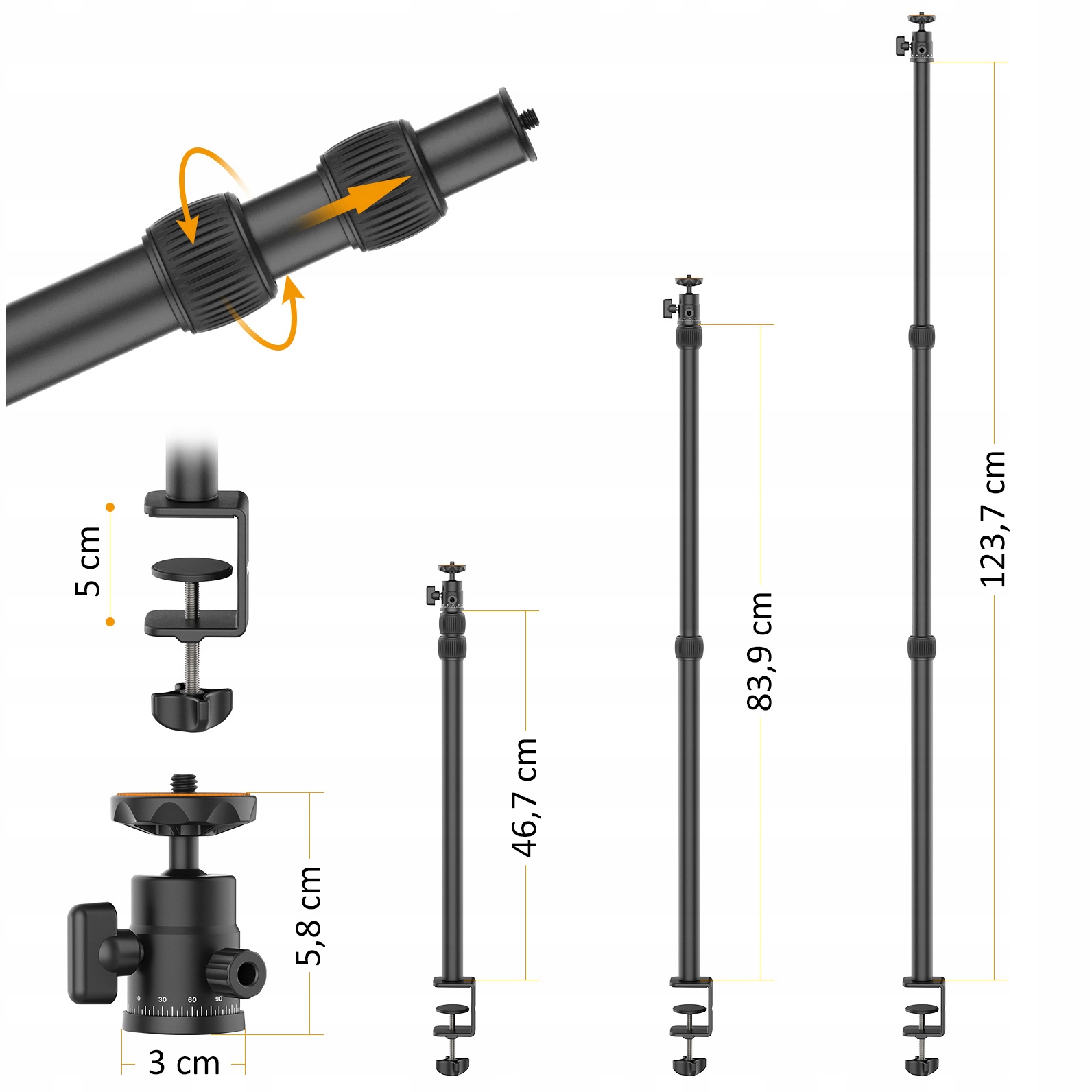Ulanzi VIJIM LS03 Regulowany uchwyt stołowy do kamery i oświetlenia LED Marka Ulanzi
