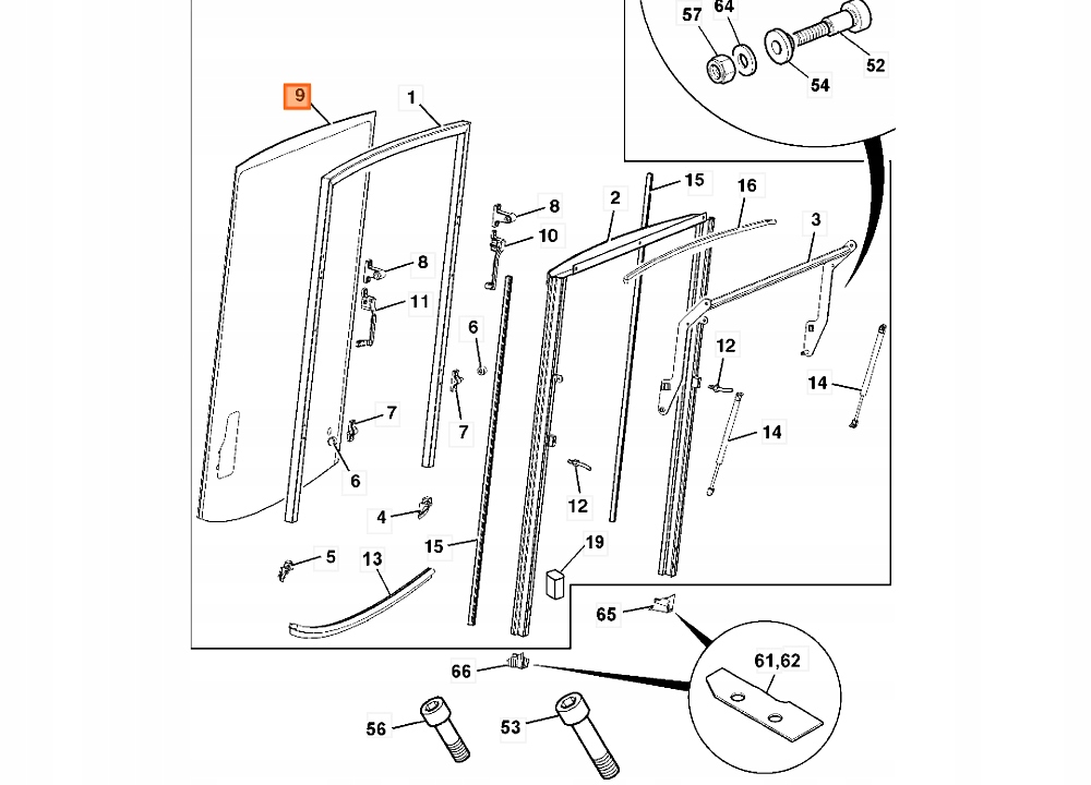 128/E4707 - Заднє скло 128 / E4707 JCB 3CX 4CX