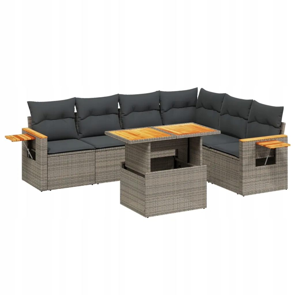 Set zahradního nábytku VidaXL technorattan vidaXL šedý 7 el.