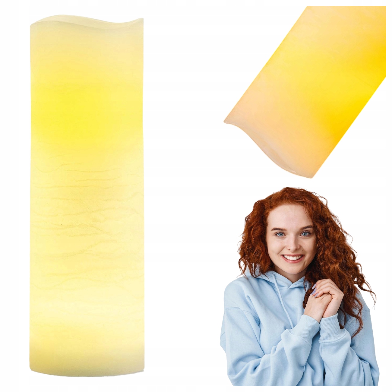 ŚWIECA LED WOSKOWA KREMOWA BEZ PŁOMIENIA NA BATERIE TIMER MIGOCZĄCA 30 CM