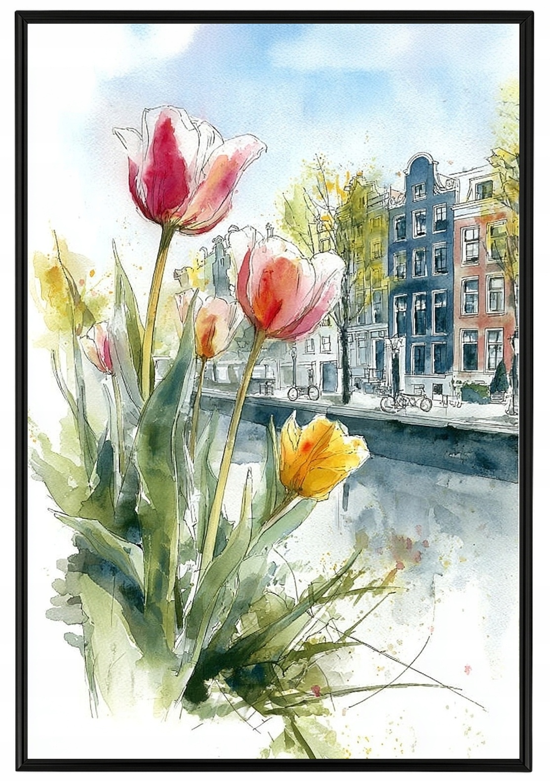 Plakát Rámeček Plakáty, Grafika, Město Amsterdam, Nizozemsko Tulipány 40x60