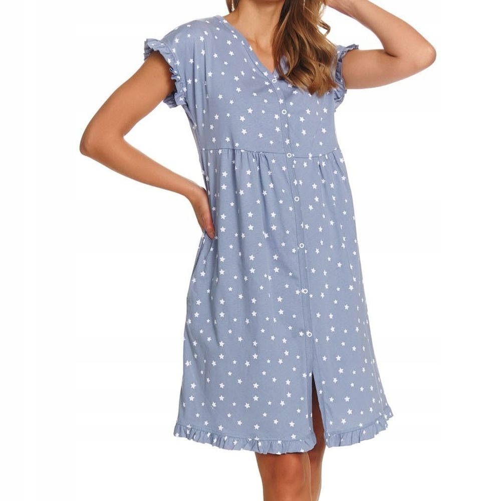 Doctornap noční těhotenská košile na kojení Tcb 7455 modrá plus 2XL