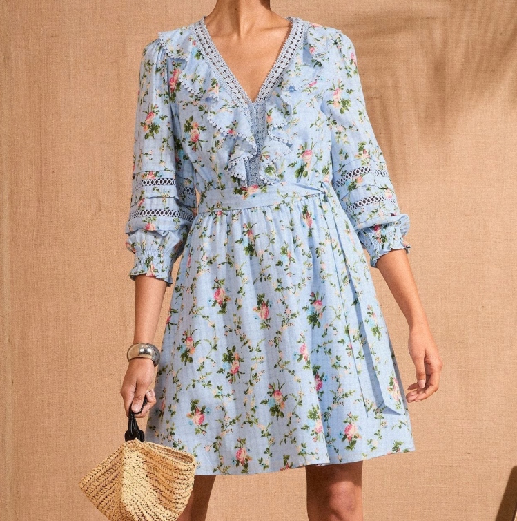 Šaty mini Love & Roses v modré, květinové barvě R46